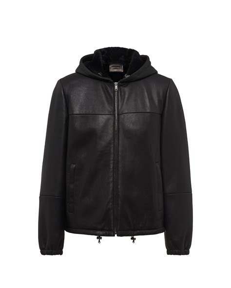 montone uomo prada|Blouson In Montone Nero .